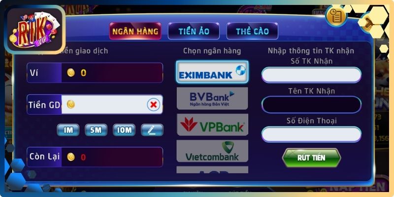 Một số điều cần đáp ứng khi thực hiện rút tiền RikVip